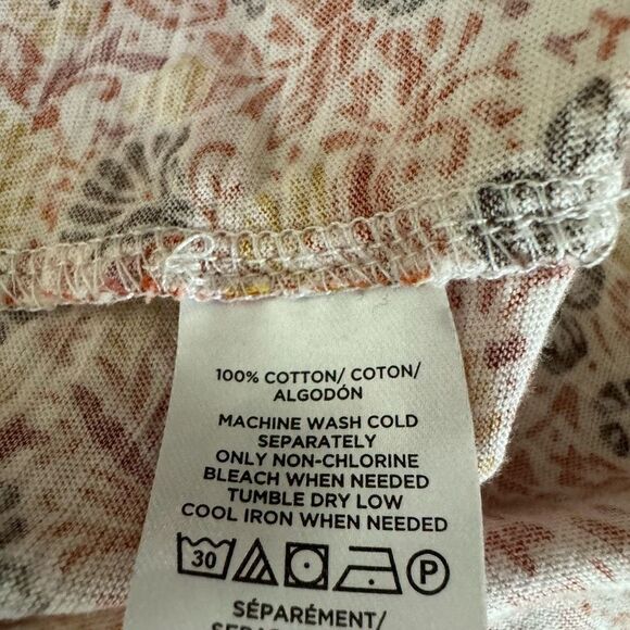 Loft Island Floral Ruffle Henley Top blouse 100% cotton size M - Picture 6 of 8